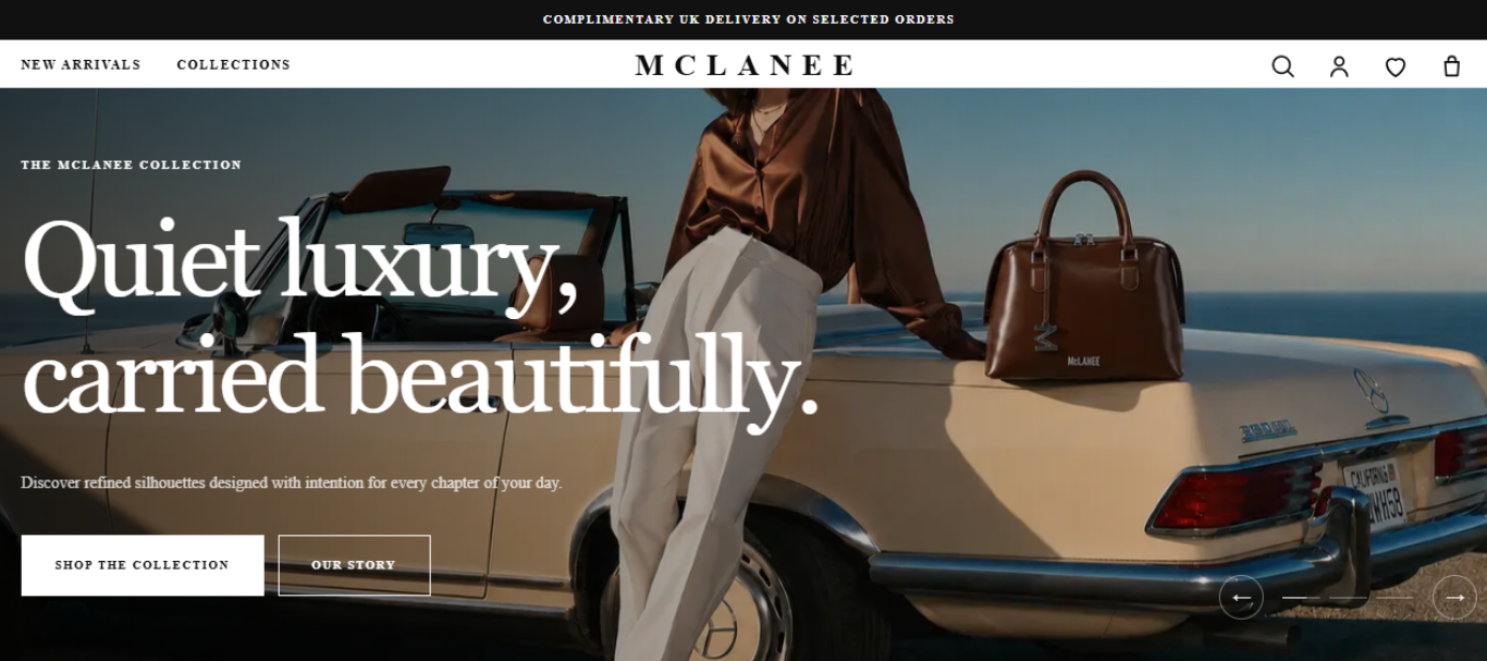 Mclanee Headless Demo website homepage hero and navigation preview