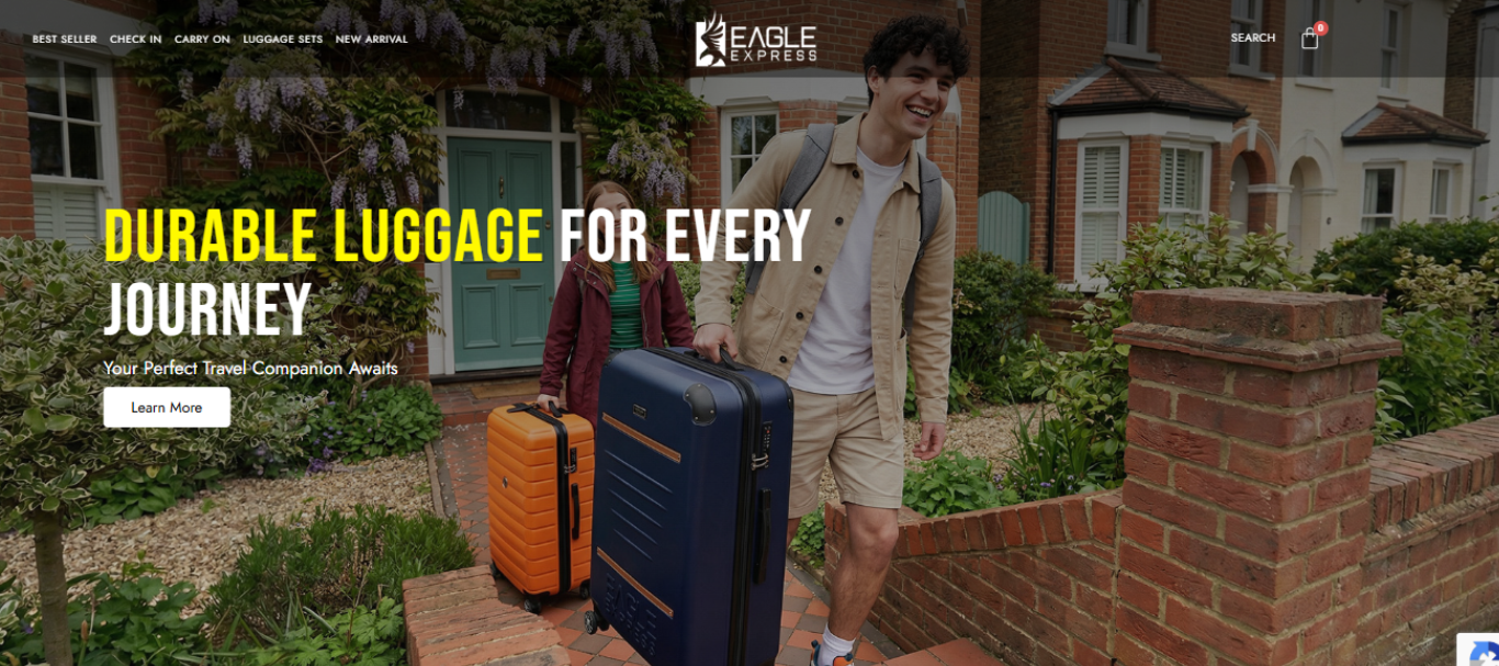 UK Eagle Express website homepage hero and navigation preview