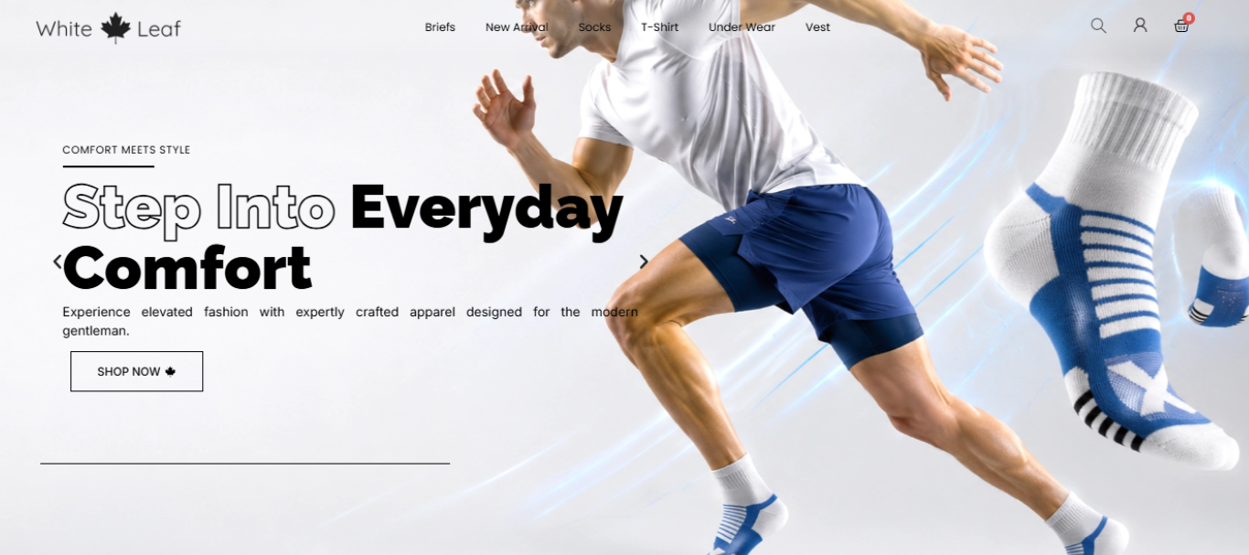 White Leaf website homepage hero and navigation preview